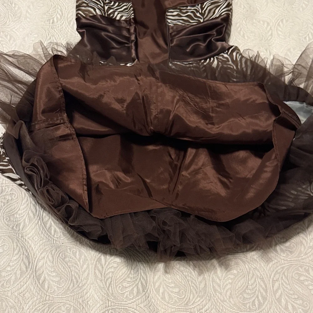 Jessica McClintock Brown Zebra Strapless Dress